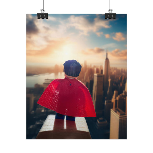 Hero with a Cape – Brick Figure Wall Art Print