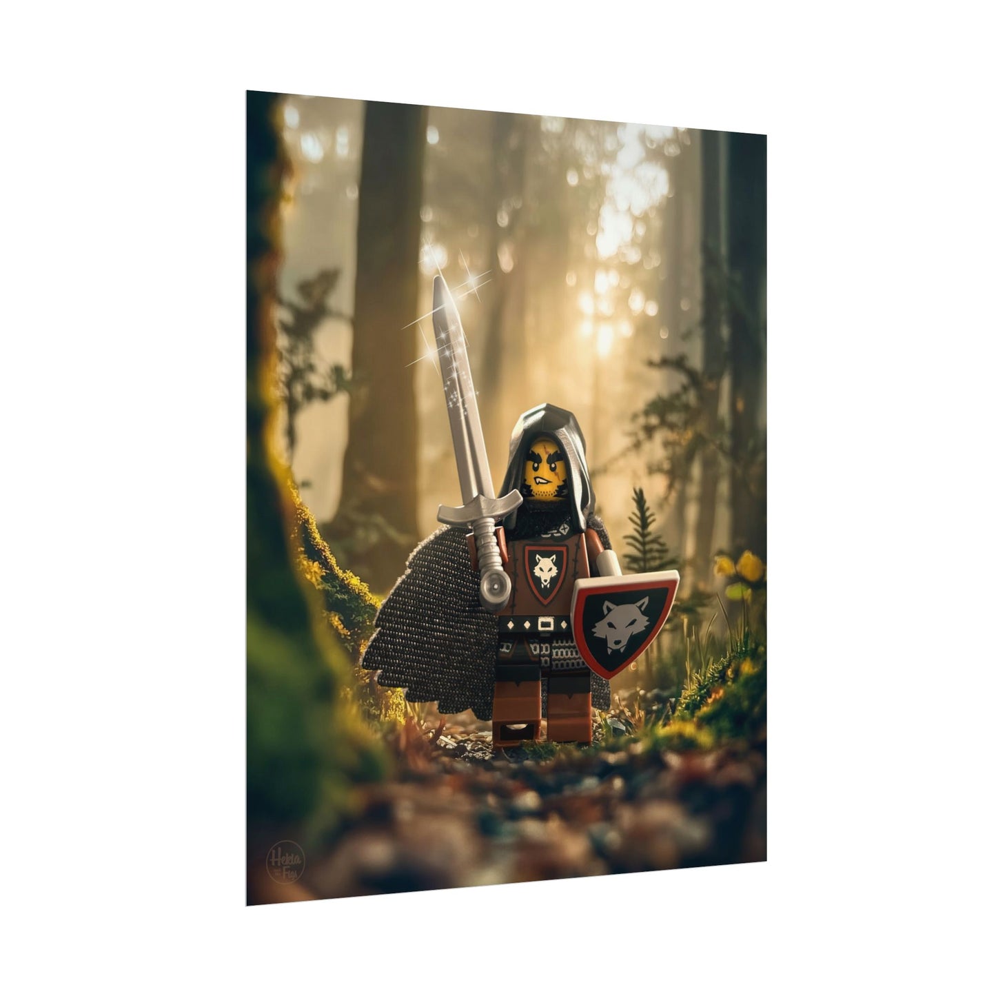 Fearless Warrior in the Enchanted Forest - Vertical Fantasy Art Print