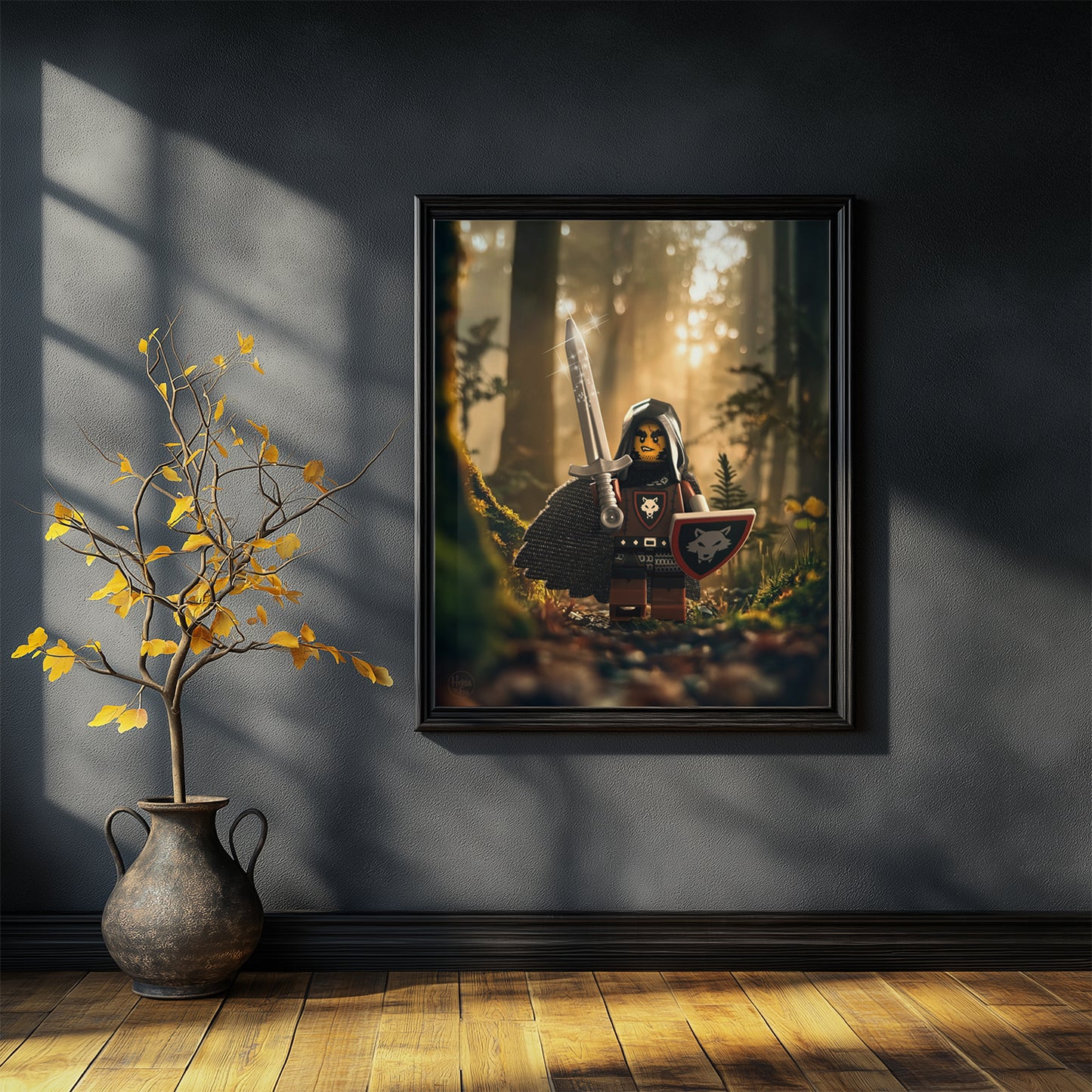Fearless Warrior in the Enchanted Forest - Vertical Fantasy Art Print