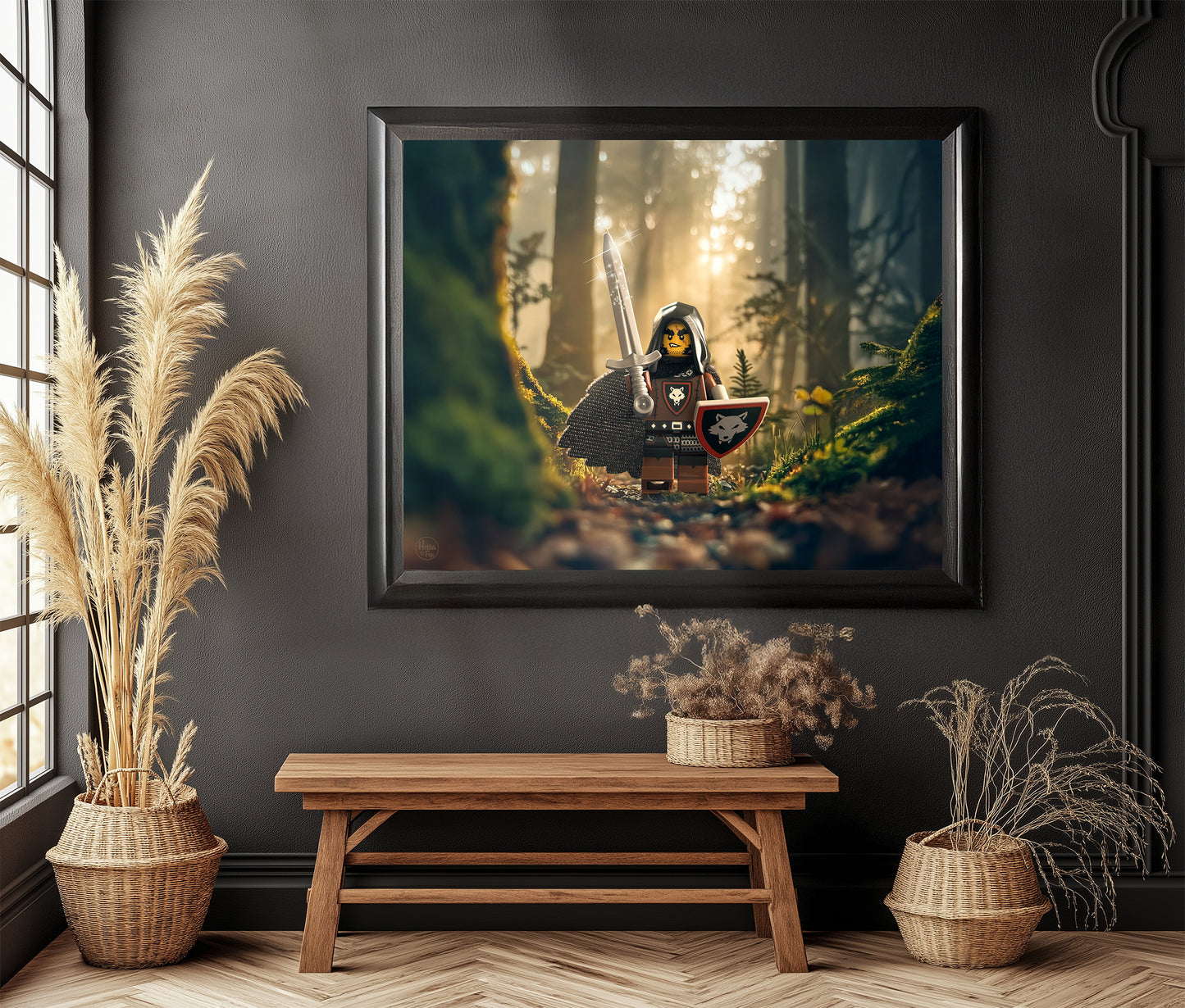 Fearless Warrior in the Enchanted Forest - Horizontal Fantasy Art Print