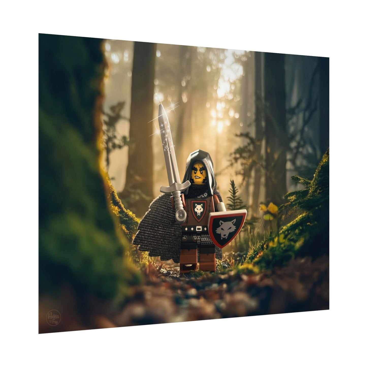 Fearless Warrior in the Enchanted Forest - Horizontal Fantasy Art Print