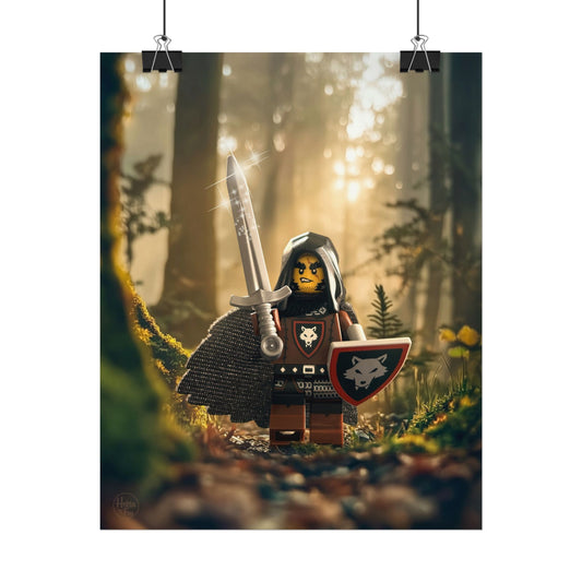 Fearless Warrior in the Enchanted Forest - Vertical Fantasy Art Print