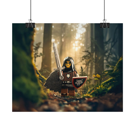Fearless Warrior in the Enchanted Forest - Horizontal Fantasy Art Print
